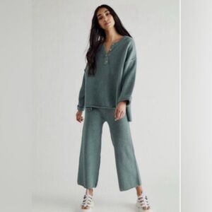 Free People - Beach Hailee Cedar Fog Half Button Lightweight Sweater Size Medium